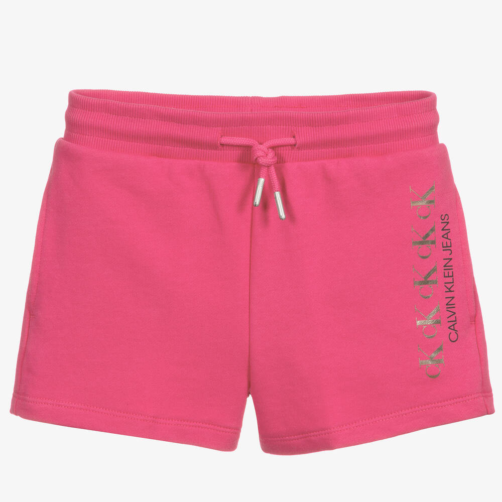 Calvin Klein Jeans-شورت تينز بناتي قطن عضوي لون زهري | Childrensalon Outlet