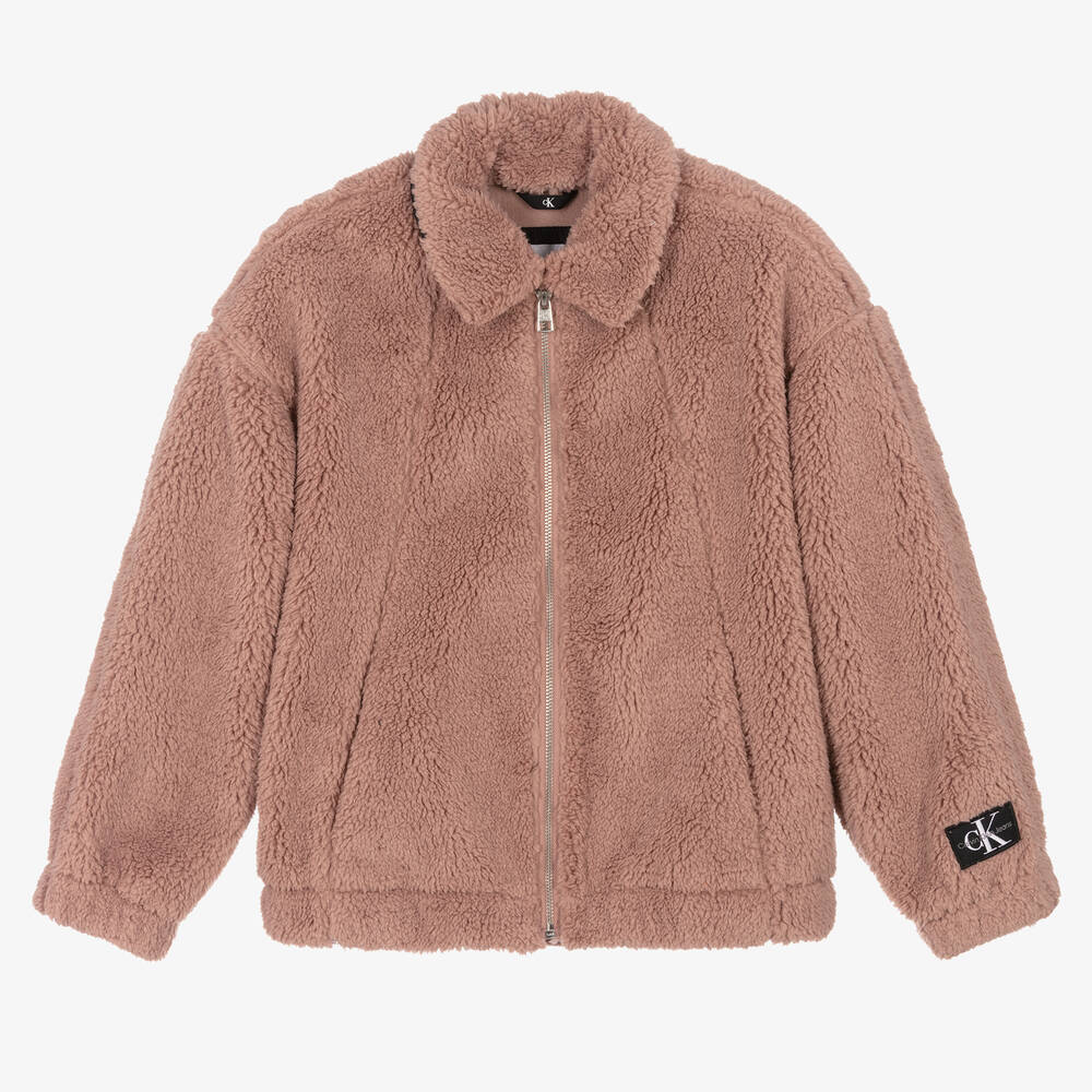 Calvin Klein Jeans - Rosa Teen Teddy-Fleecejacke (M) | Childrensalon