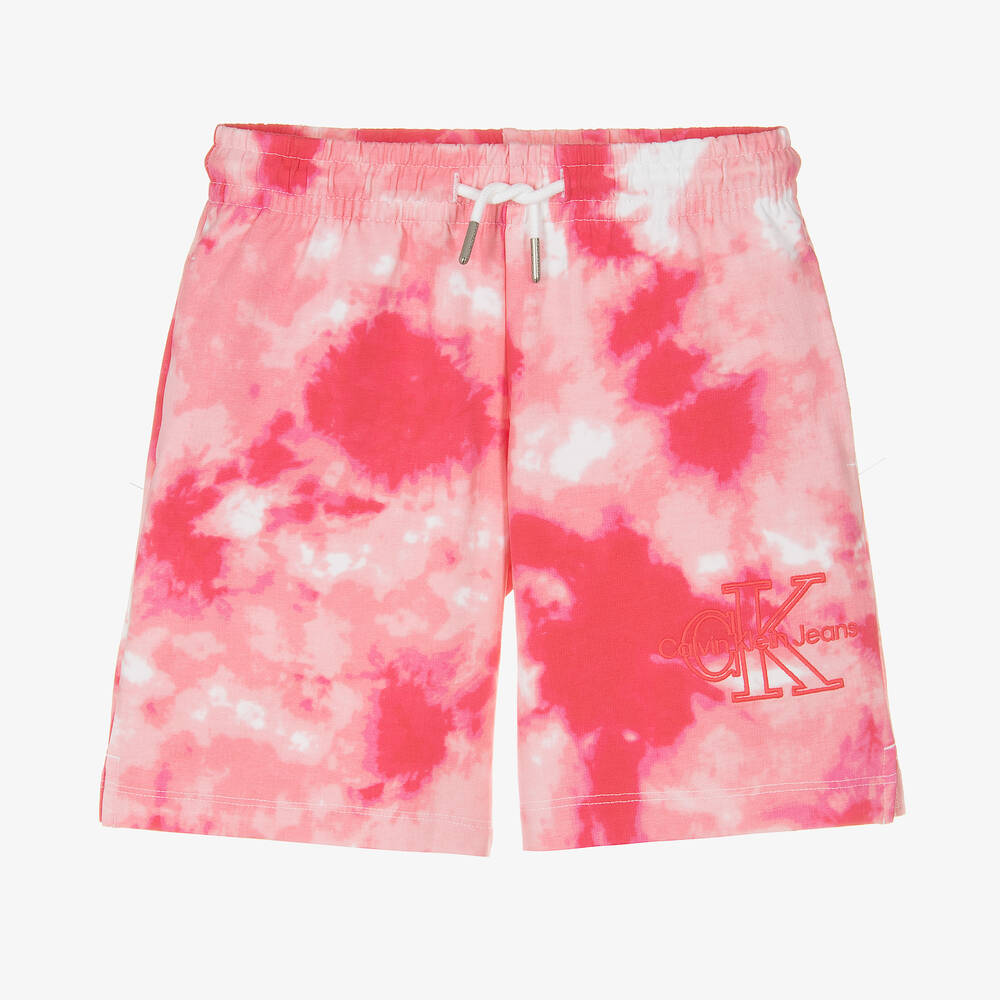 Calvin Klein Jeans - Teen Girls Pink Tie-Dye Logo Shorts | Childrensalon