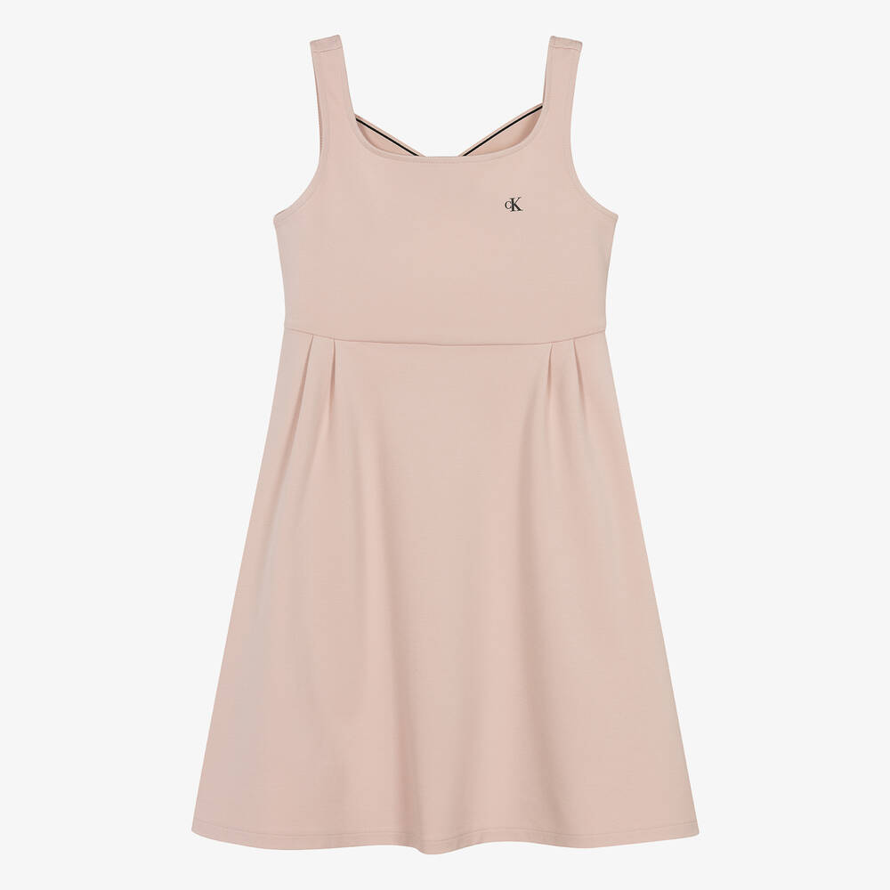 Calvin Klein-Teen Girls Pink Viscose Monogram Dress | Childrensalon Outlet