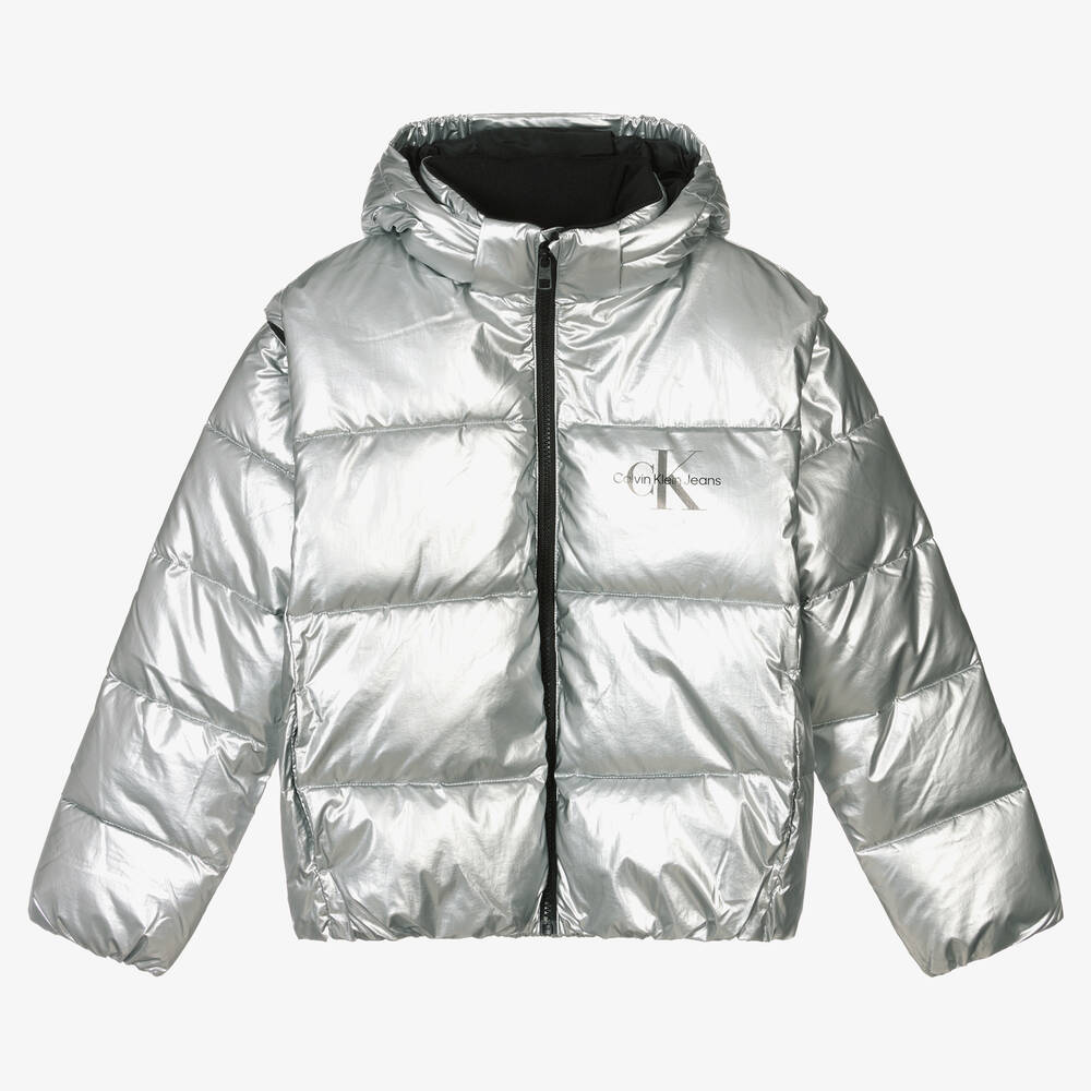 Calvin Klein Jeans - Silberne Teen 2-in-1-Jacke (M) | Childrensalon