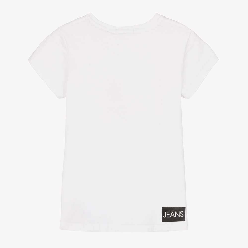 Calvin Klein Jeans-Teen Girls White Cotton Logo T-Shirt | Childrensalon Outlet