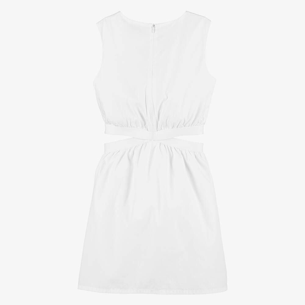 Calvin Klein-Teen Girls White Cotton Logo Tape Dress | Childrensalon Outlet