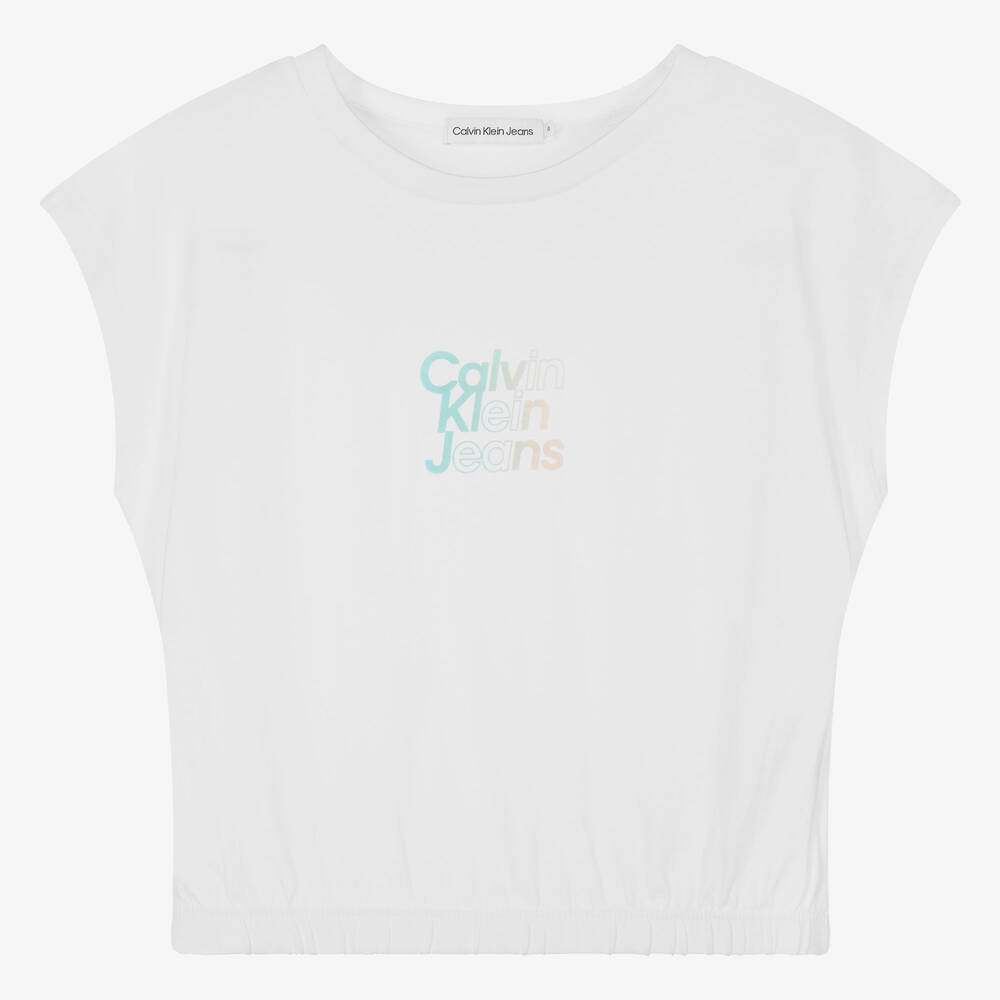 Teen Girls White Cotton T Shirt