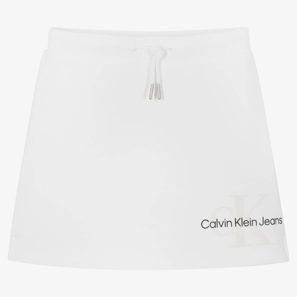 Calvin klein sales white jean skirt
