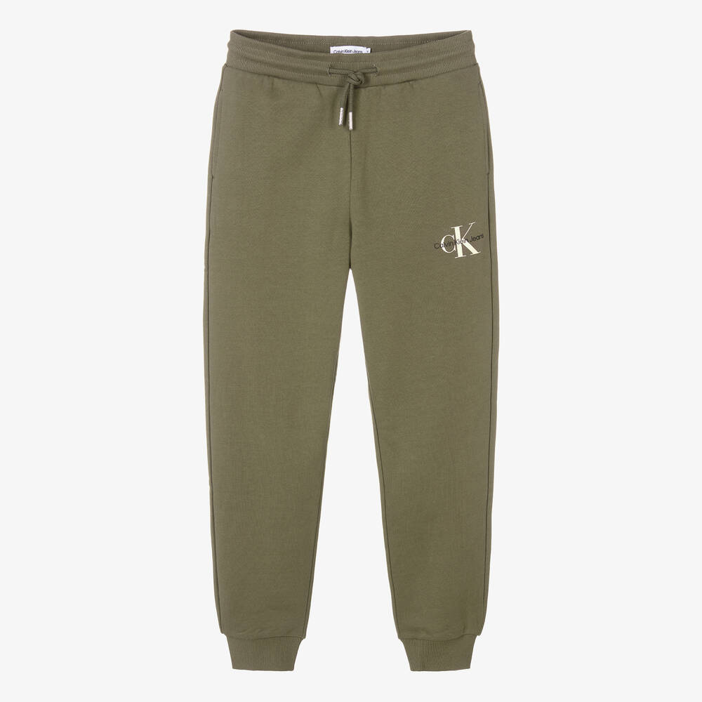 Calvin Klein-Зеленые хлопковые джоггеры с монограммой | Childrensalon Outlet