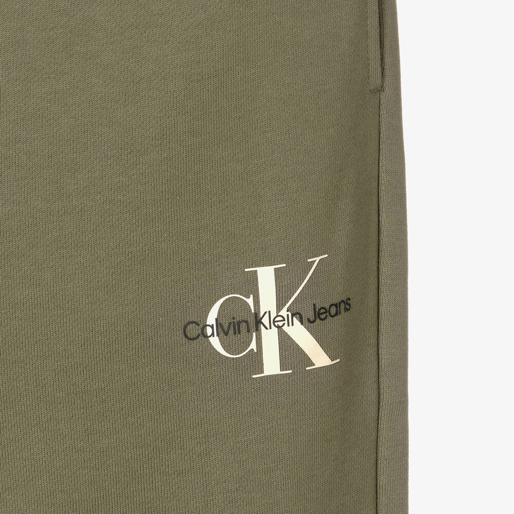Calvin Klein-جوغرز مونوغرام تينز بناتي قطن لون أخضر زيتي | Childrensalon Outlet