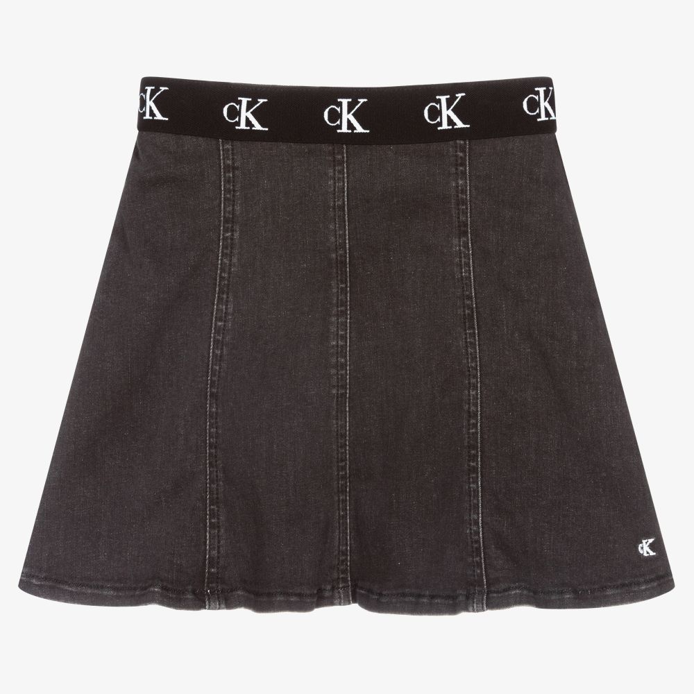 Calvin Klein Jeans Teen Grey Flared Denim Skirt Childrensalon Outlet