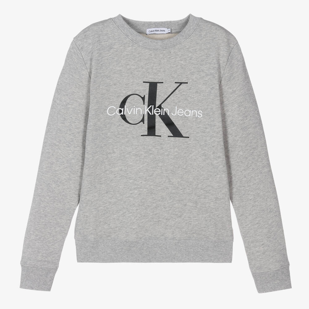 Calvin Klein Джинсы-Серый свитшот с монограммой | Childrensalon Outlet