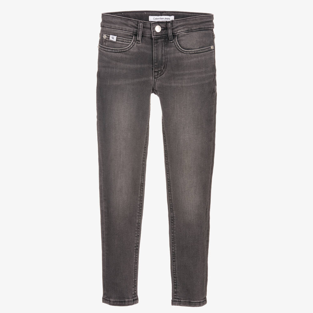 Calvin Klein Jeans - Серые джинсы скинни с эффектом потертости | Childrensalon
