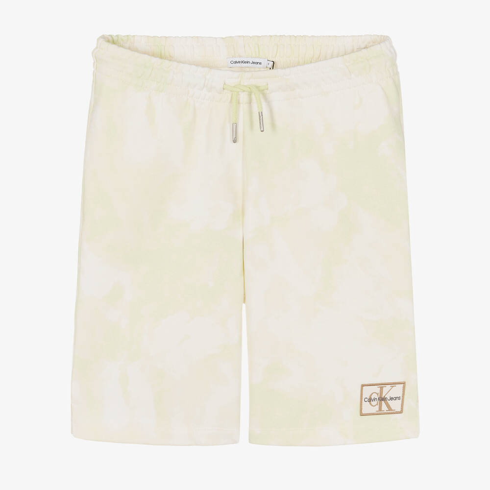 Calvin Klein Jeans-Teen Light Green Bleached Logo Shorts | Childrensalon Outlet