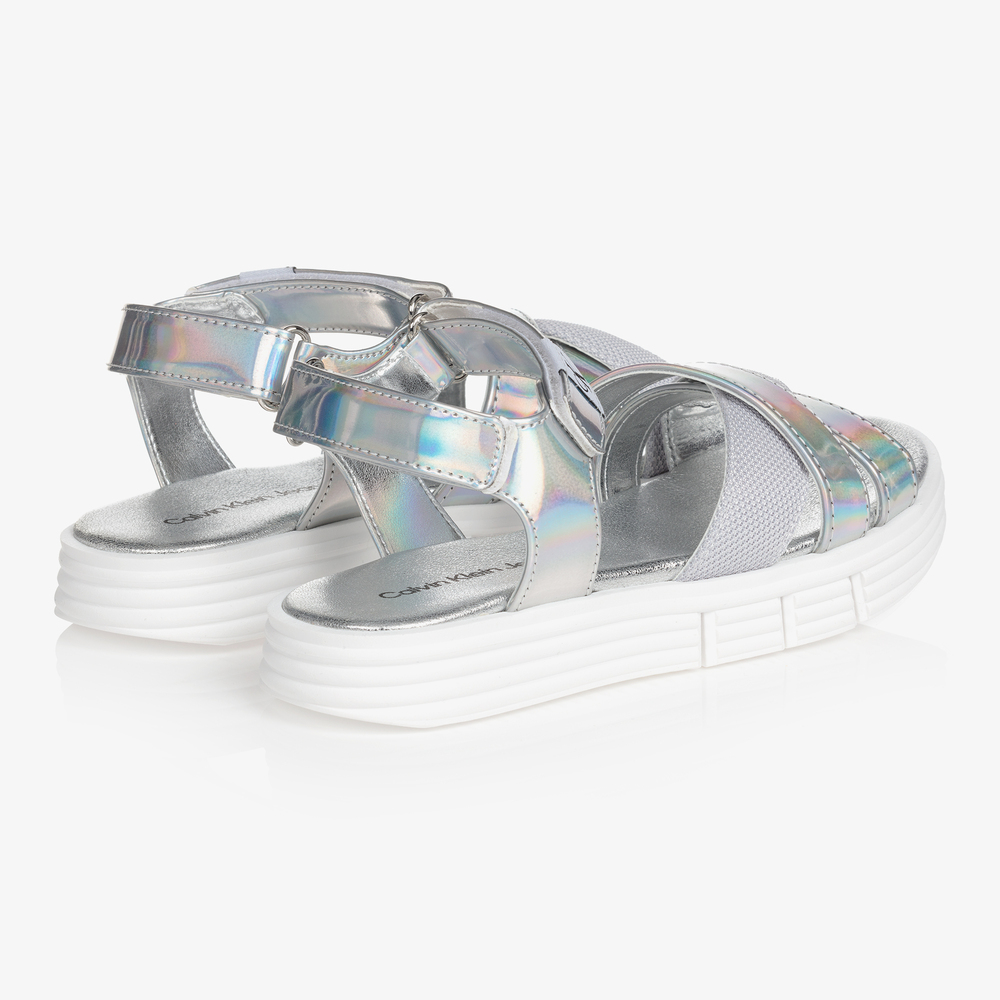 Calvin Klein Jeans-Teen Metallic Silver Sandals | Childrensalon Outlet