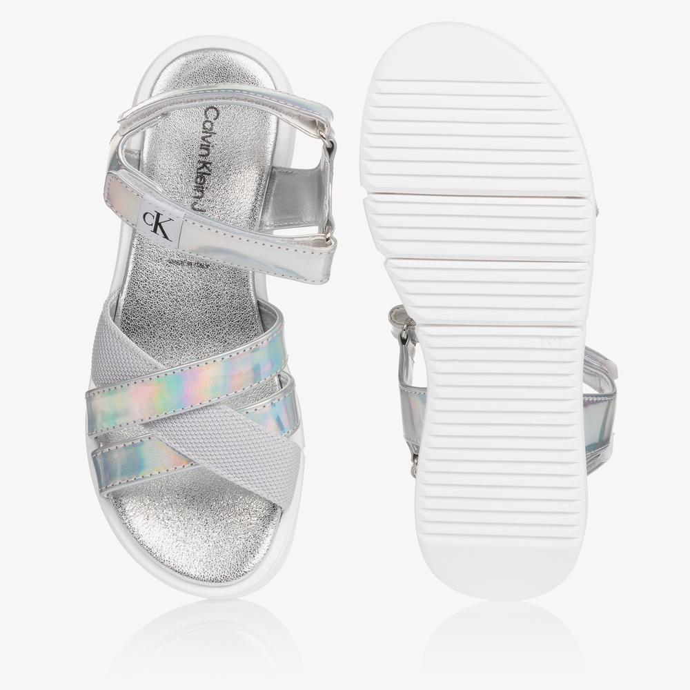 Calvin Klein Jeans Teen Metallic Silver Sandals Childrensalon