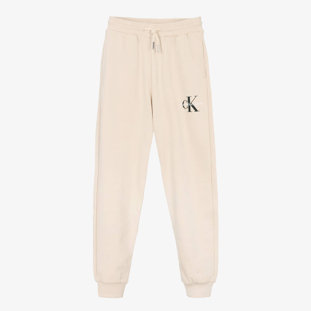 Calvin Klein Jeans - Bas de jogging beige pâle en coton | Childrensalon