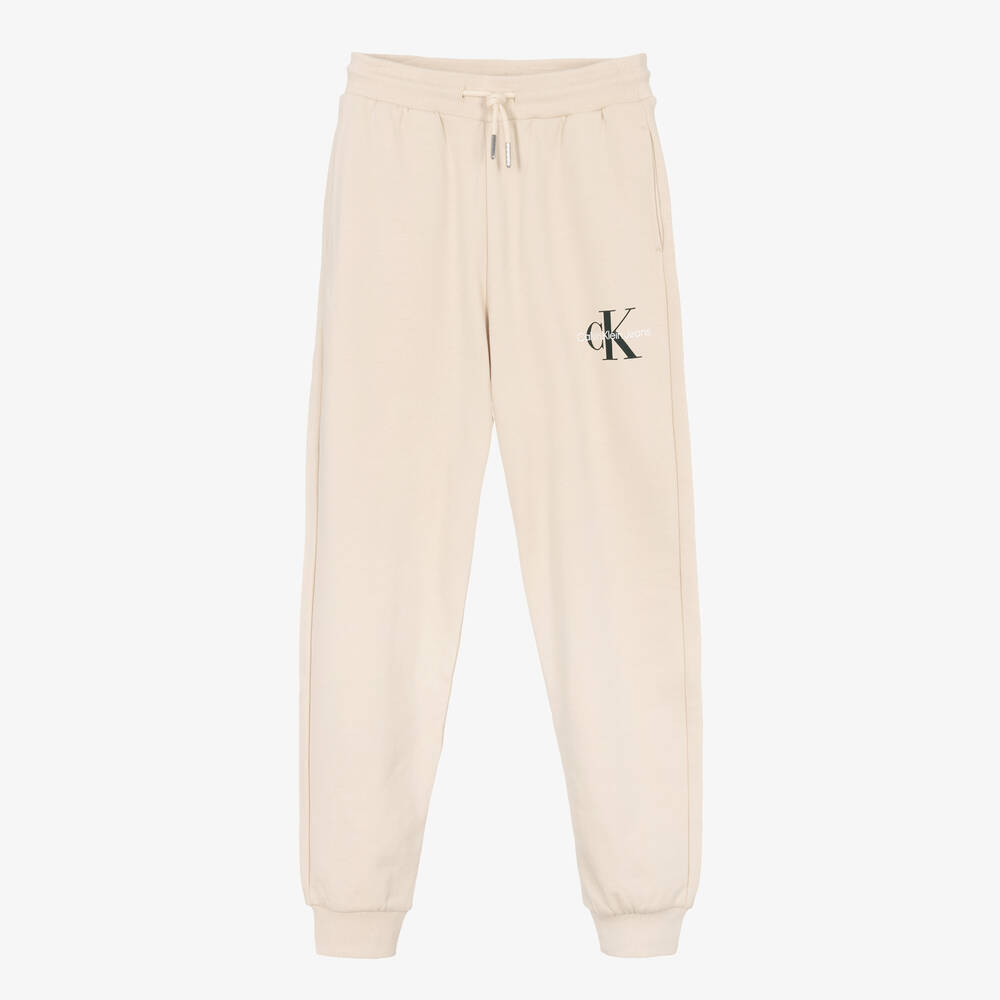 Calvin Klein Jeans - Teen Pale Beige Cotton Logo Joggers | Childrensalon