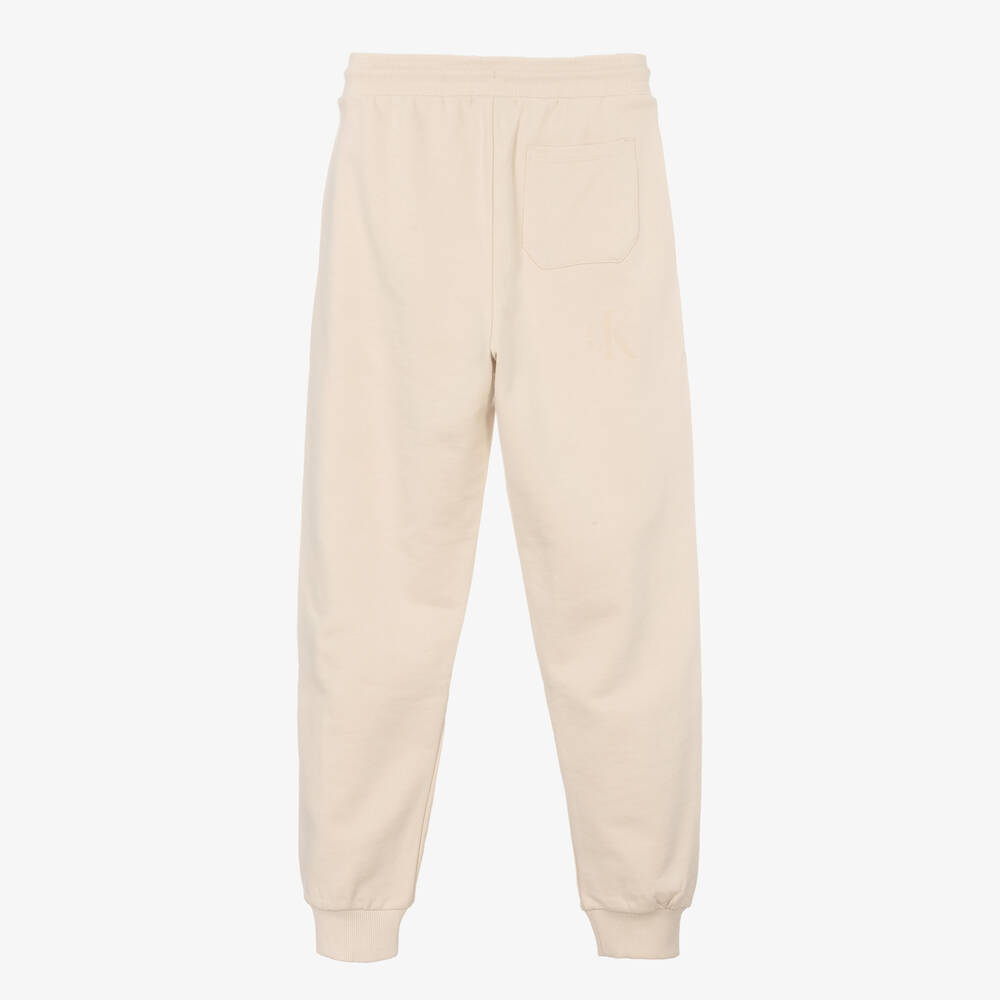 Calvin Klein Jeans-Teen Pale Beige Cotton Logo Joggers | Childrensalon Outlet