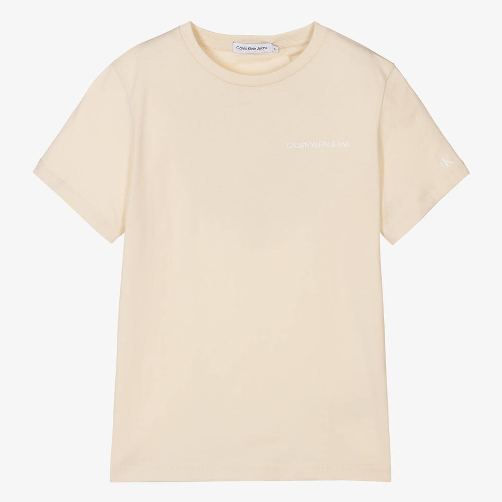 Calvin Klein Jeans - Teen Pale Beige Logo T-Shirt | Childrensalon