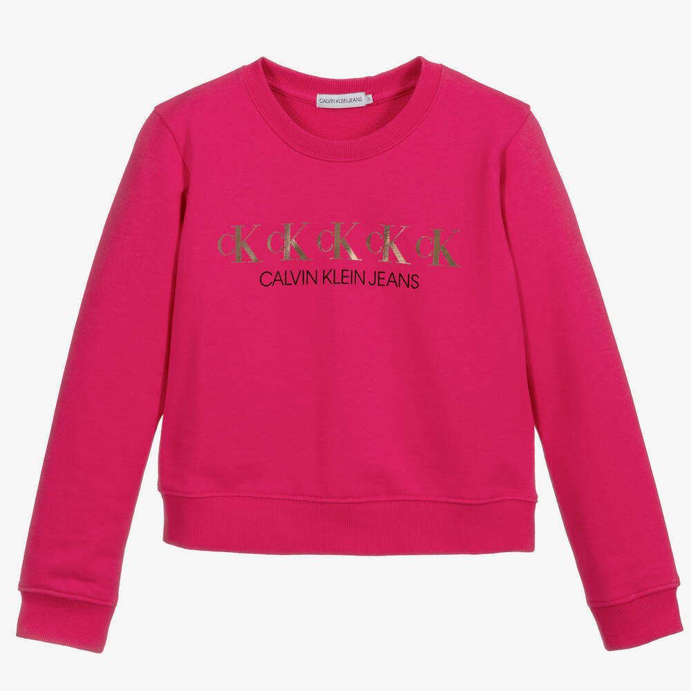 Calvin Klein Jeans-Teen Pink Logo Sweatshirt | Childrensalon Outlet