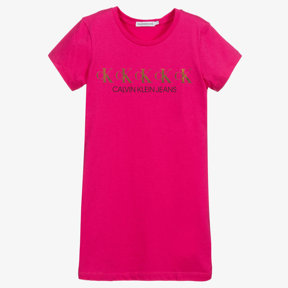 Calvin Klein Jeans - Розовое платье-футболка для подростков | Childrensalon