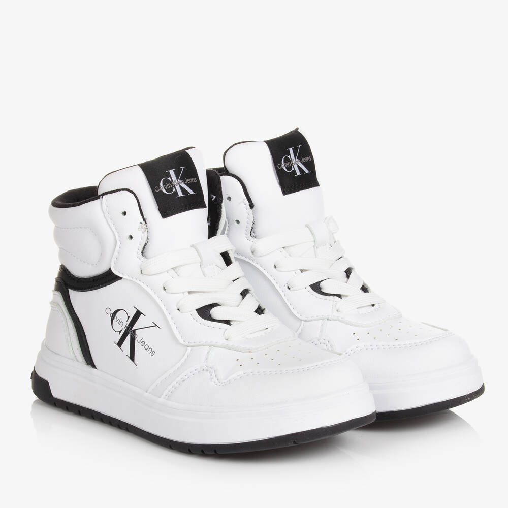 Calvin Klein - Baskets montantes simili cuir blanc | Childrensalon