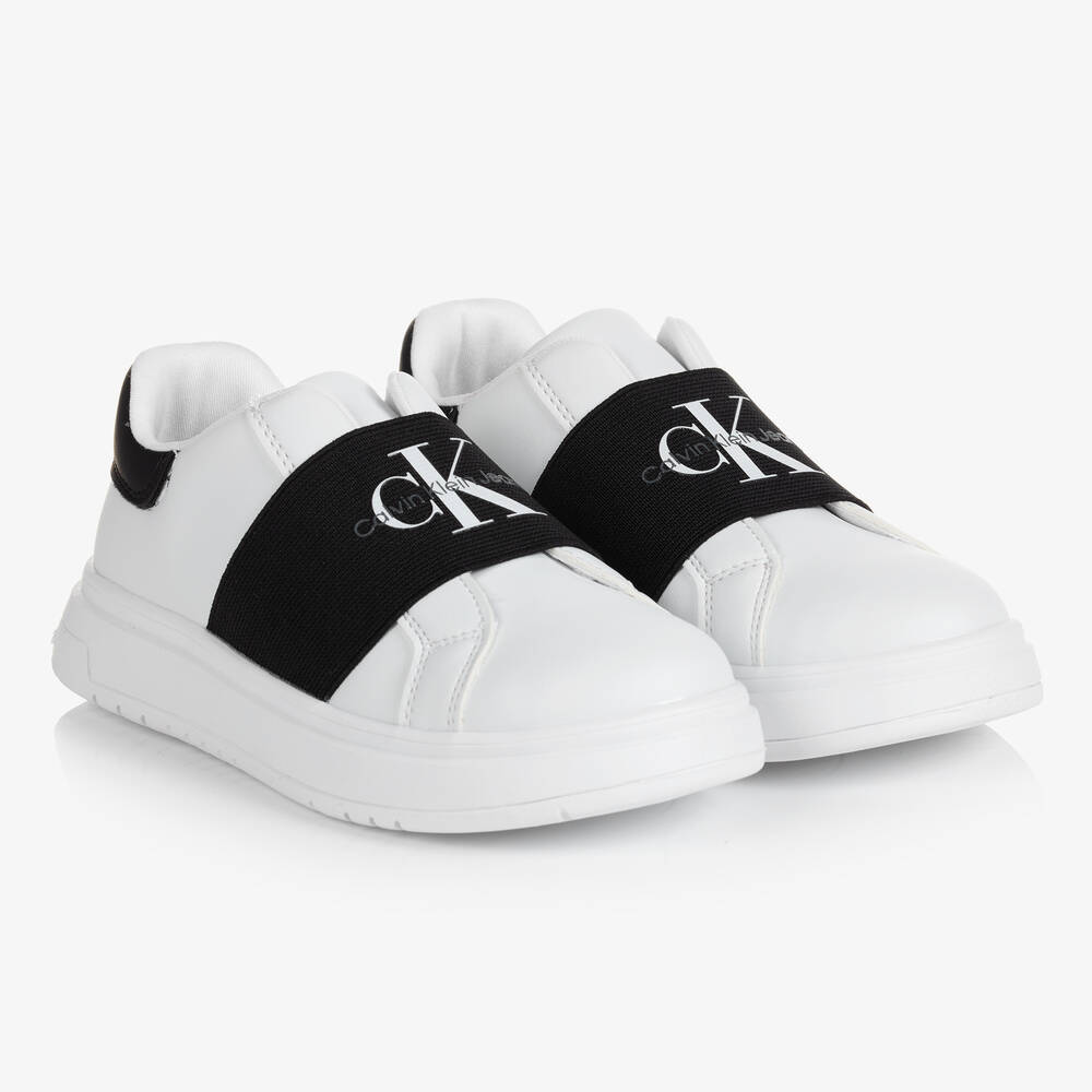 Calvin Klein Jeans - Teen White Faux Leather Trainers | Childrensalon