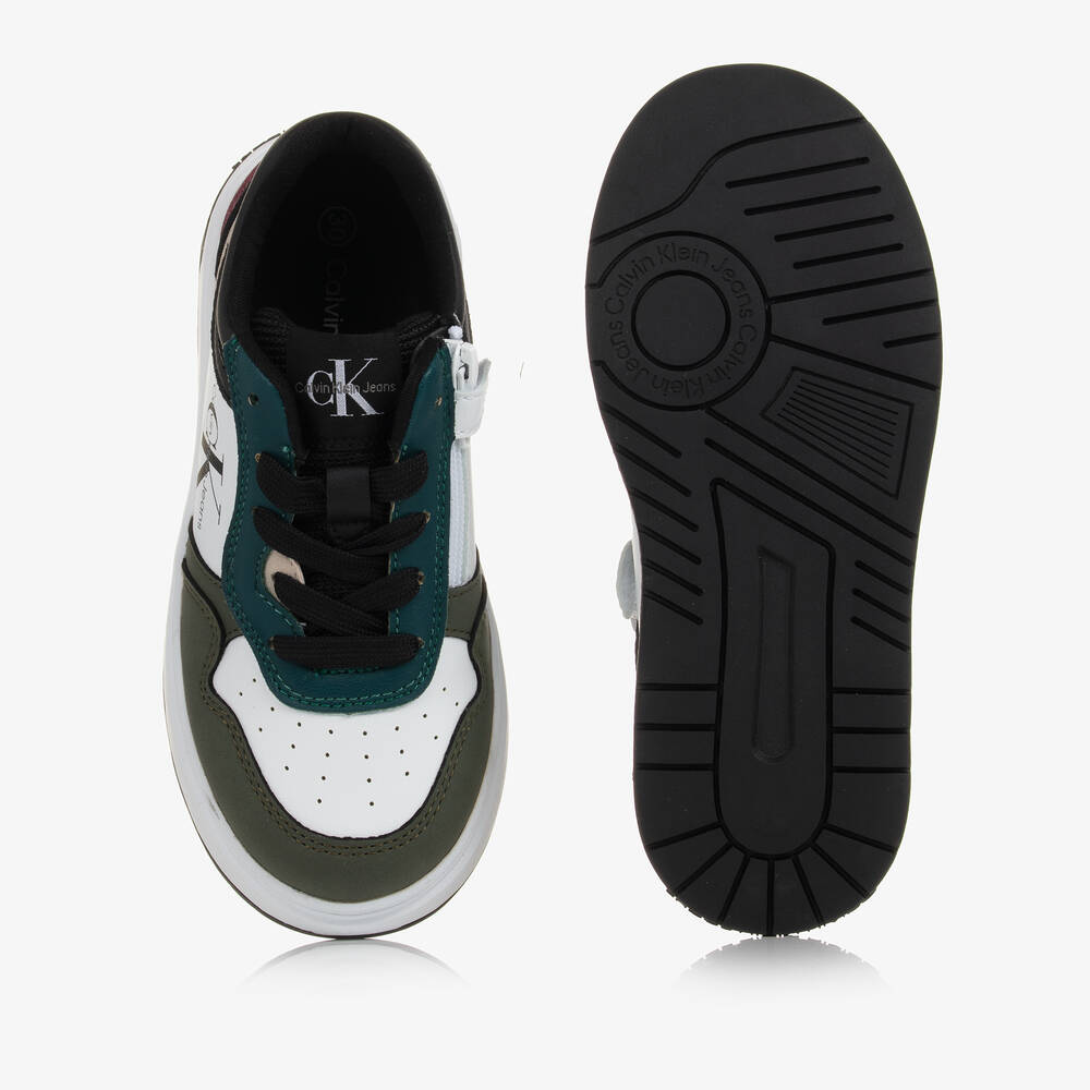Calvin Klein-Бело-зеленые кроссовки из искусственной кожи | Childrensalon Outlet