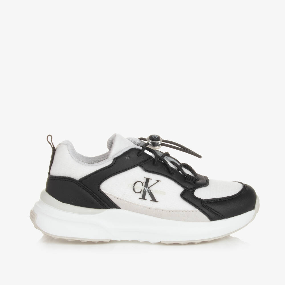 Calvin Klein White Black Mesh Faux Leather Trainers