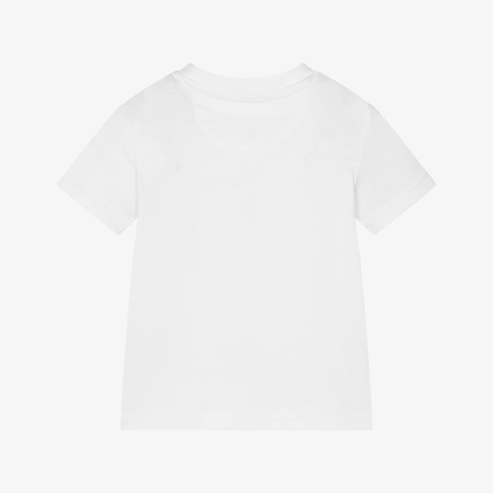 Calvin Klein-White Cotton Jersey Monogram Logo T-Shirt | Childrensalon Outlet