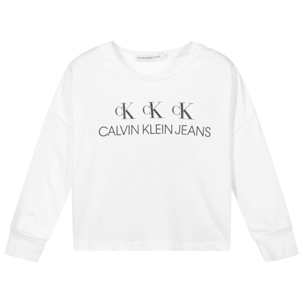 Calvin Klein Jeans - White Cotton Logo T-Shirt | Childrensalon