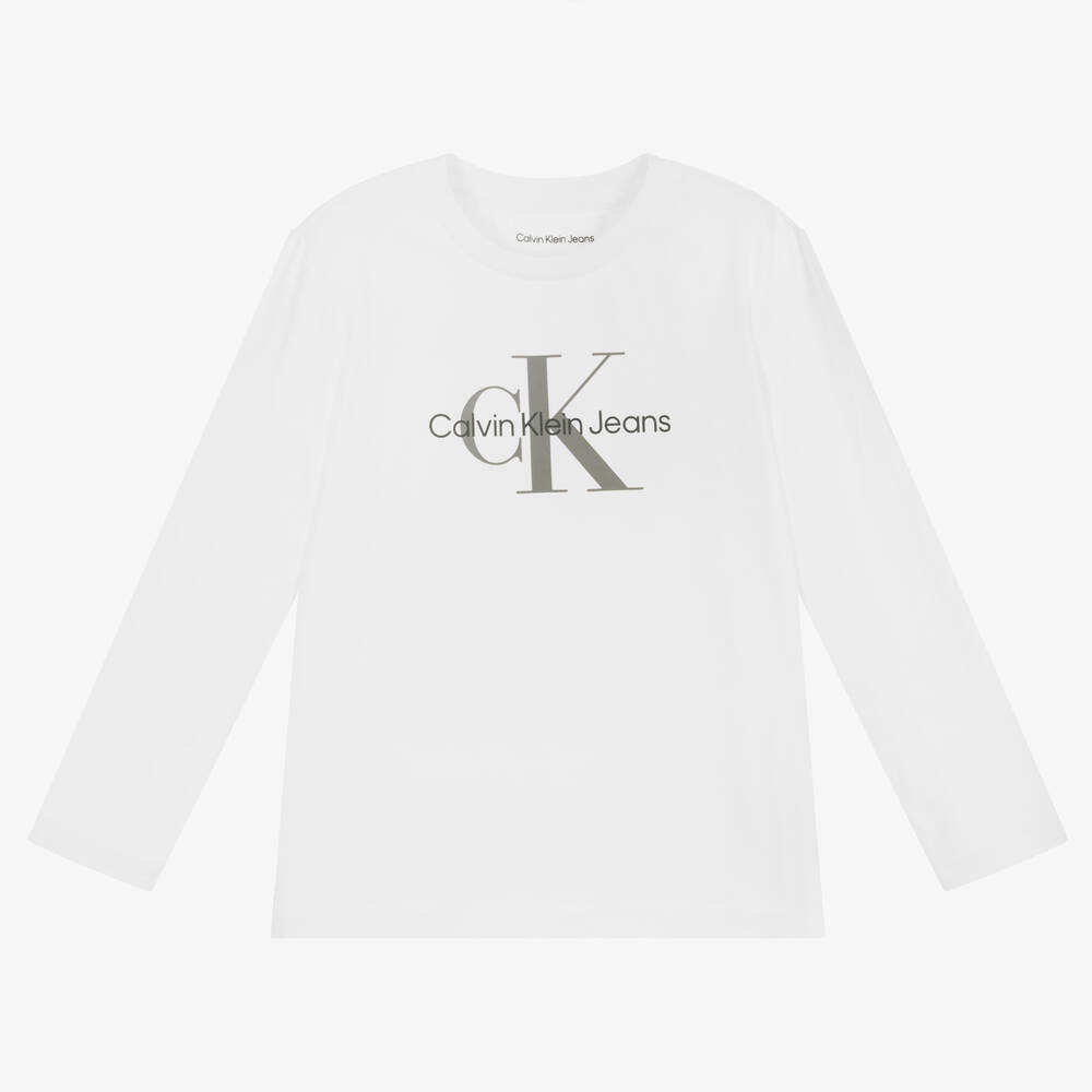 Calvin Klein Jeans - White Cotton Logo Top | Childrensalon