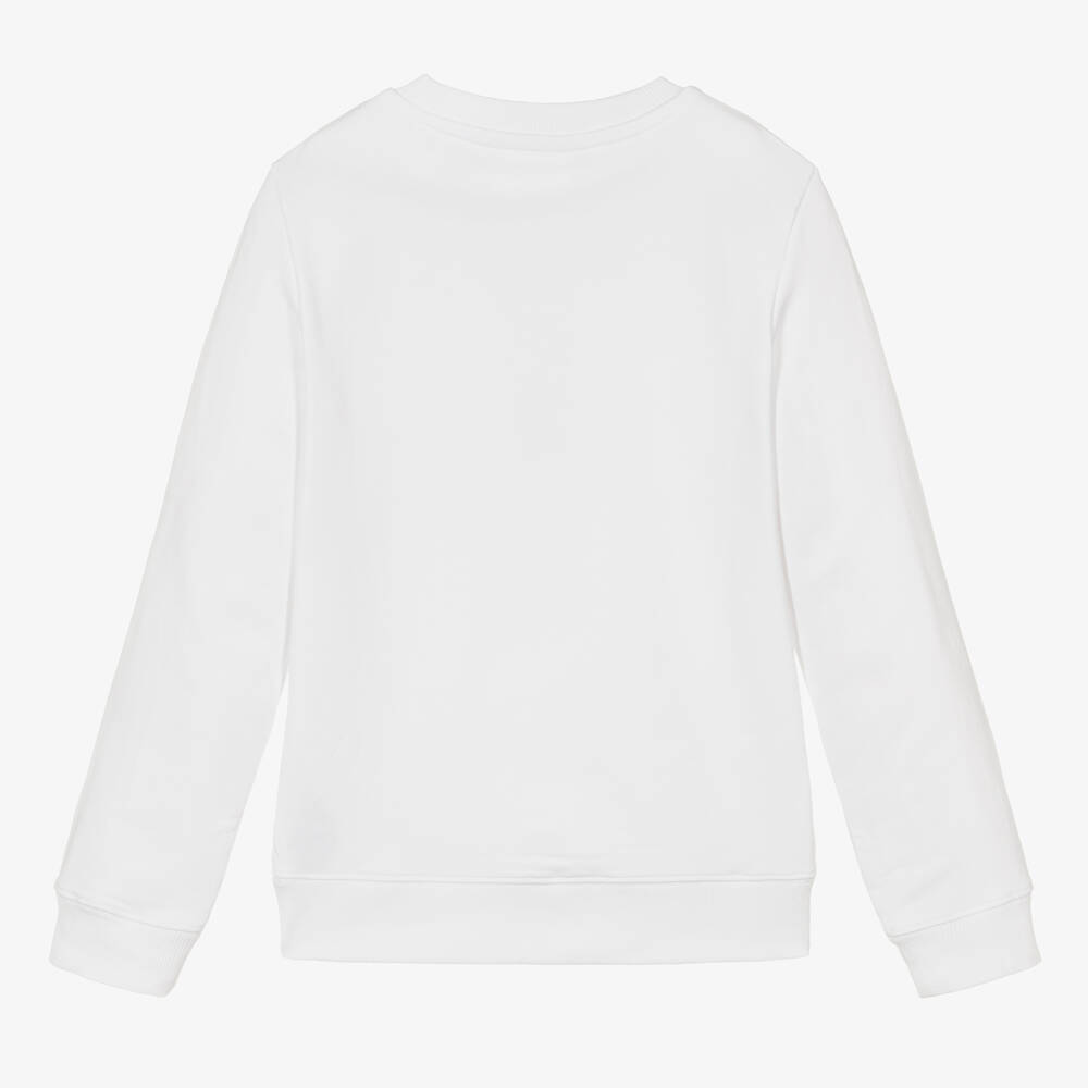 Calvin Klein-White Cotton Monogram Sweatshirt | Childrensalon Outlet
