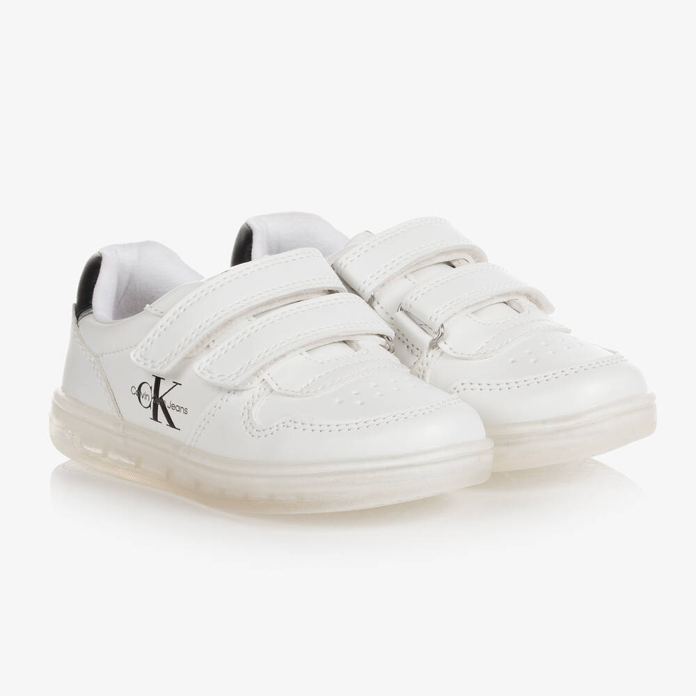 Faux leather white trainers on sale