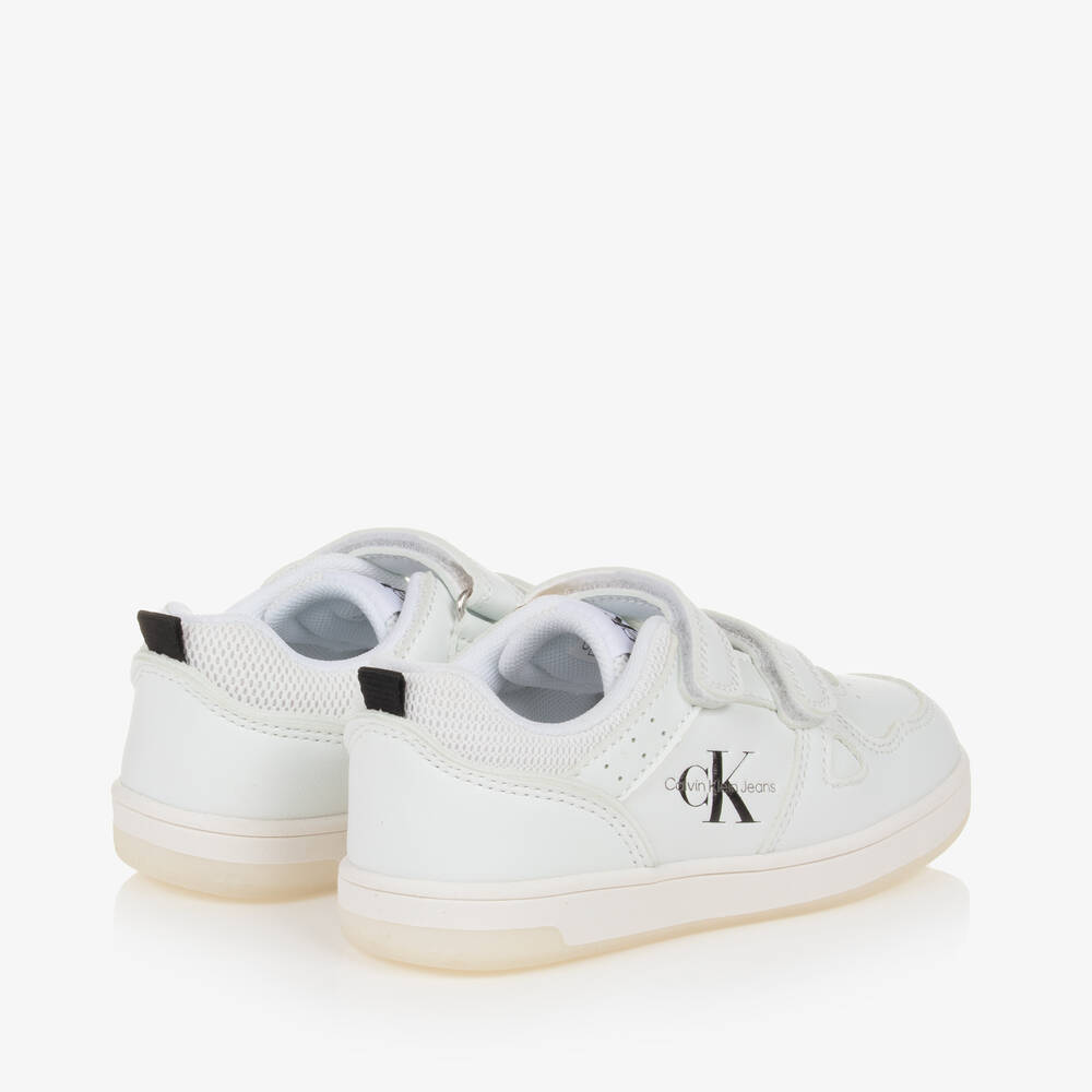 كالفين كلاين-ترينرز بشريط لاصق جلد صناعي لون أبيض | Childrensalon Outlet