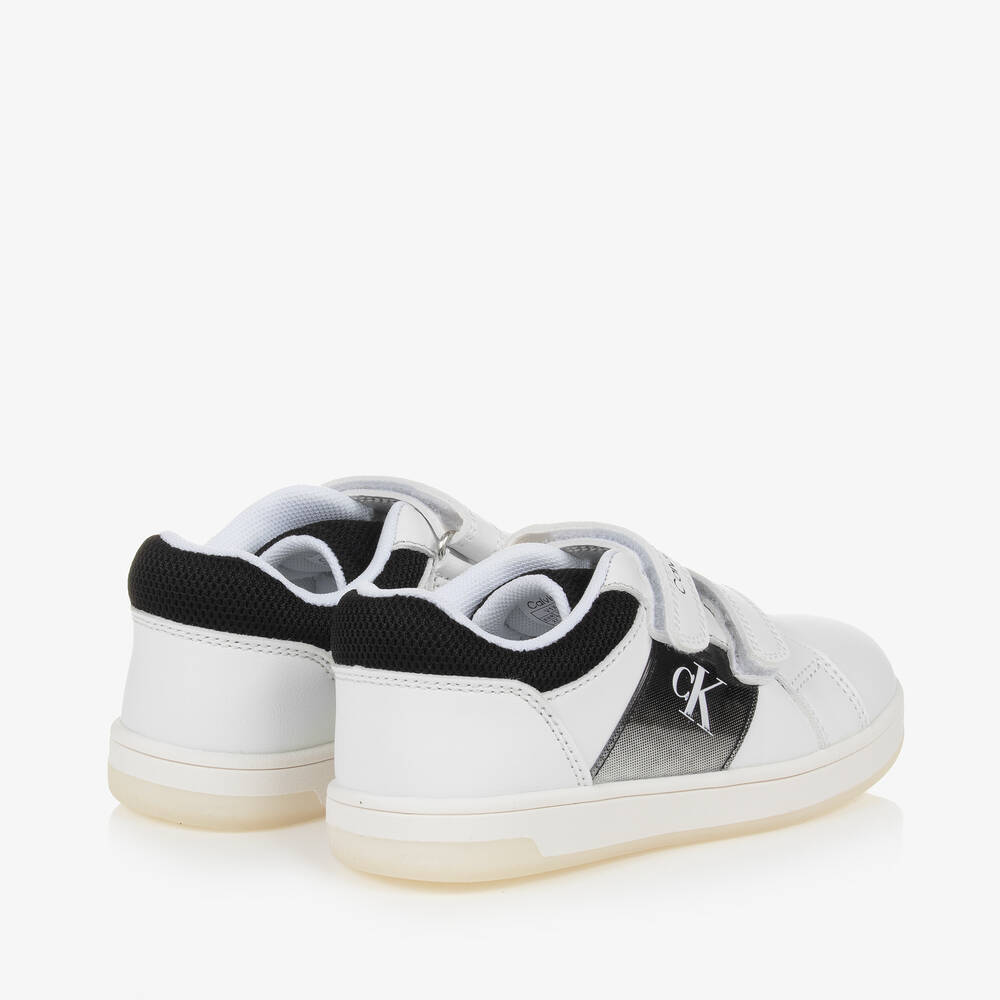 كالفين كلاين-ترينرز بشريط لاصق جلد صناعي لون أبيض | Childrensalon Outlet