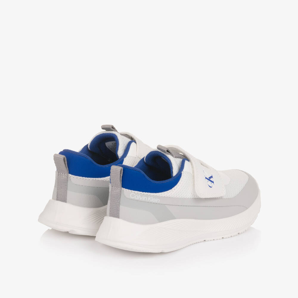 Calvin Klein-White Mesh Trainers with Velcro Fastening | Childrensalon Outlet