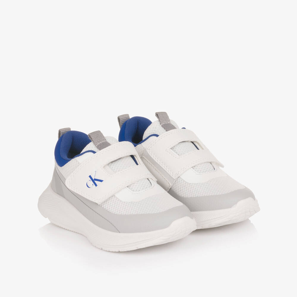 Calvin Klein-White Mesh Trainers with Velcro Fastening | Childrensalon Outlet