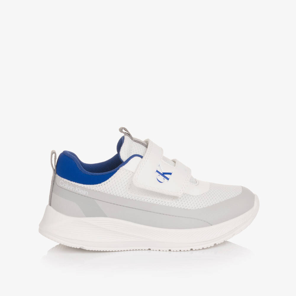 Calvin Klein-White Mesh Trainers with Velcro Fastening | Childrensalon Outlet