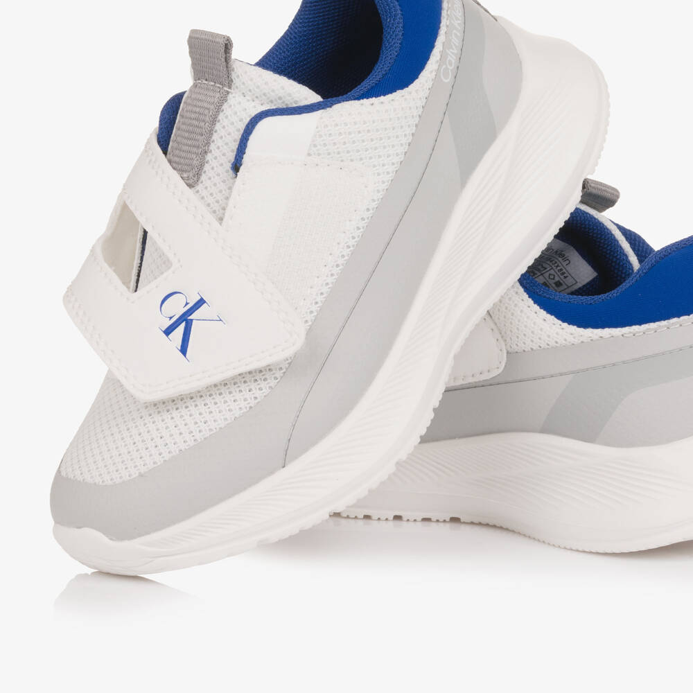 Calvin Klein-White Mesh Trainers with Velcro Fastening | Childrensalon Outlet