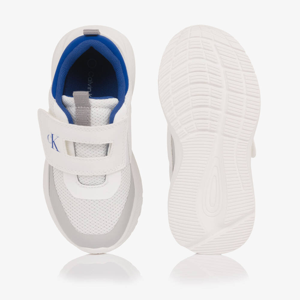 Calvin Klein-White Mesh Trainers with Velcro Fastening | Childrensalon Outlet