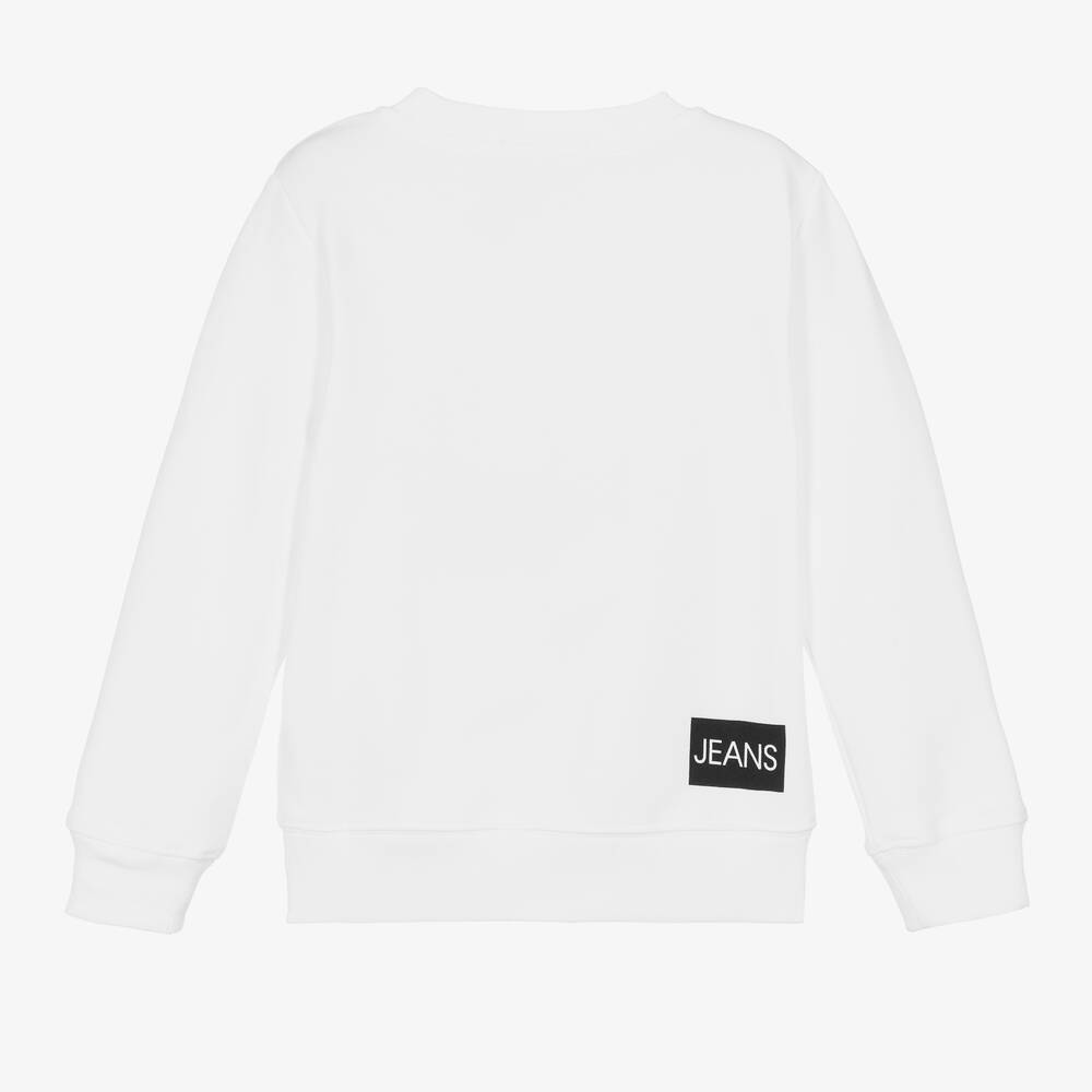 Calvin Klein Jeans White Organic Cotton Logo Sweatshirt