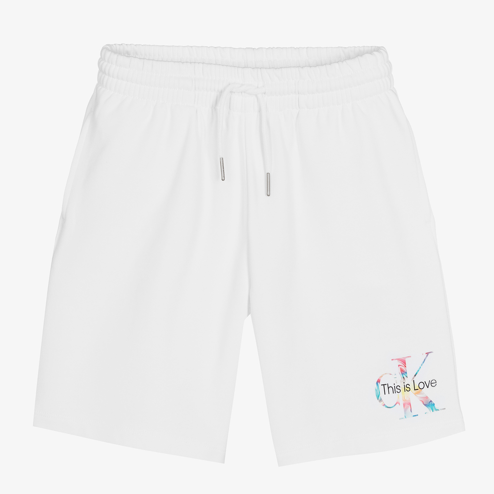 Calvin Klein Jeans - Weiße Shorts mit Regenbogen-Print | Childrensalon