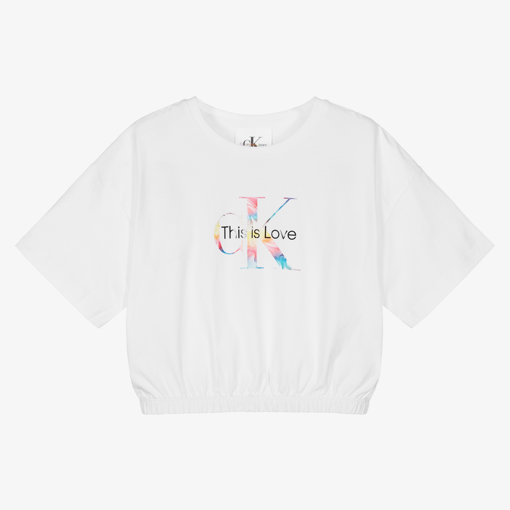 Calvin klein white top logo t shirt