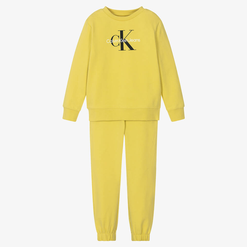 Calvin Klein Jeans - Желтый хлопковый спортивный костюм | Childrensalon