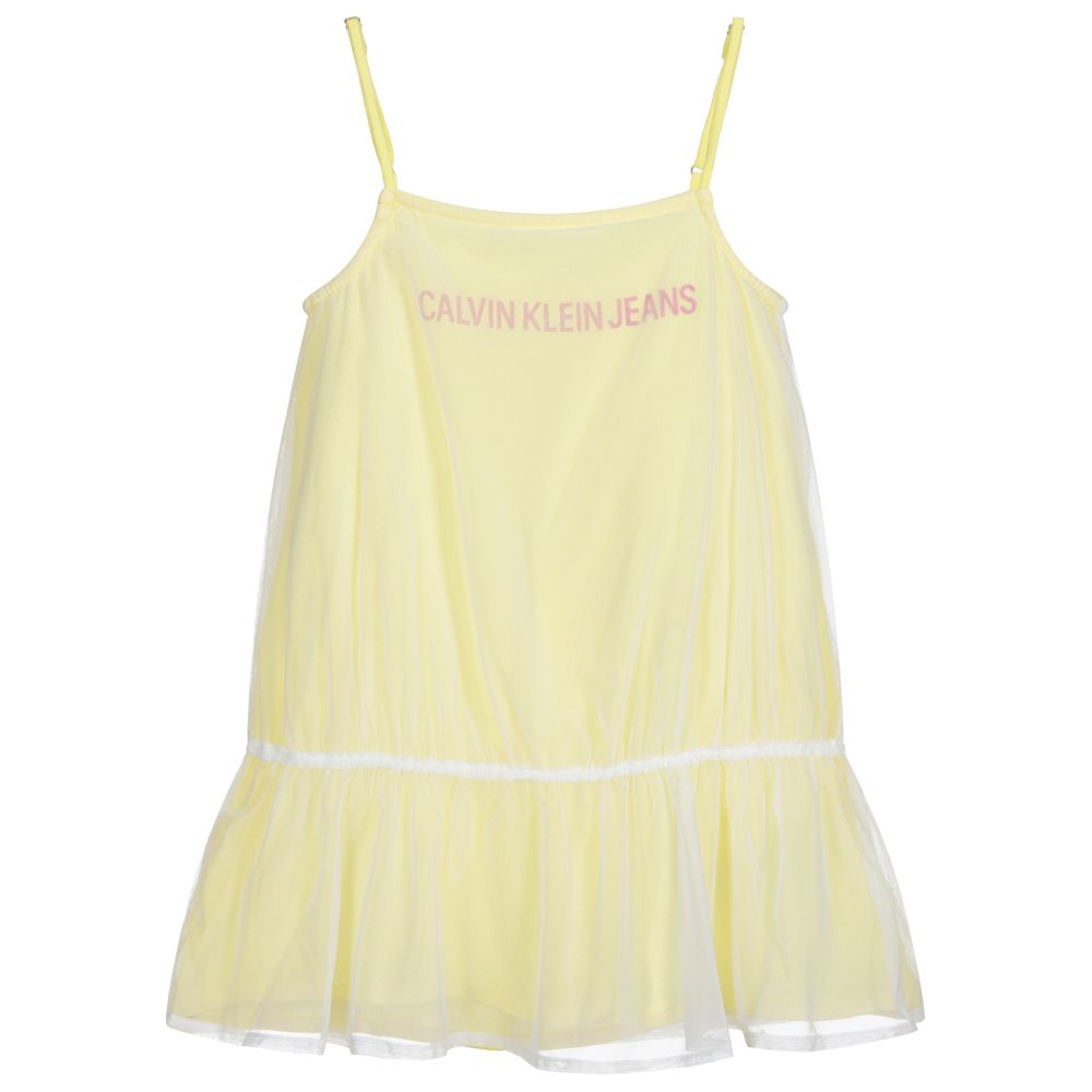 Calvin Klein Jeans - Yellow Jersey & Tulle Dress | Childrensalon