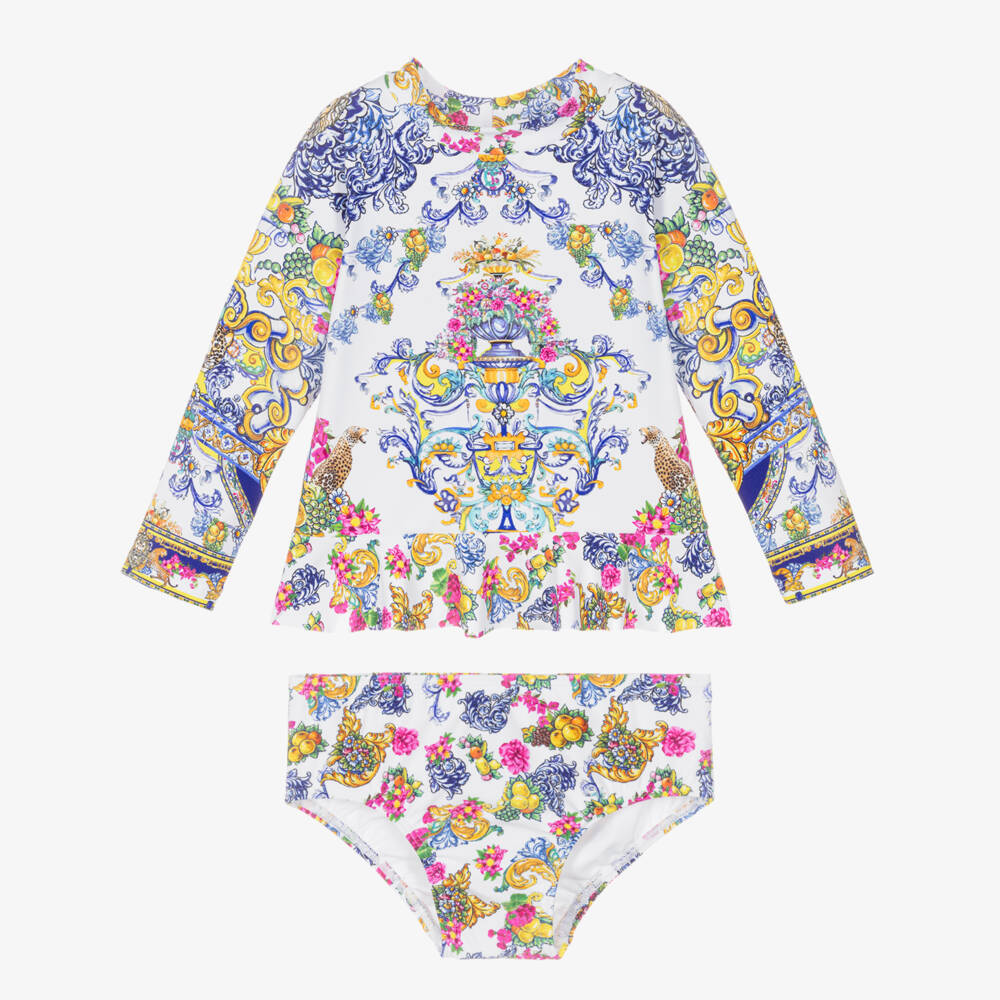 Camilla Kids-Baby Girls Long Sleeve Baroque Print Tankini | Childrensalon Outlet