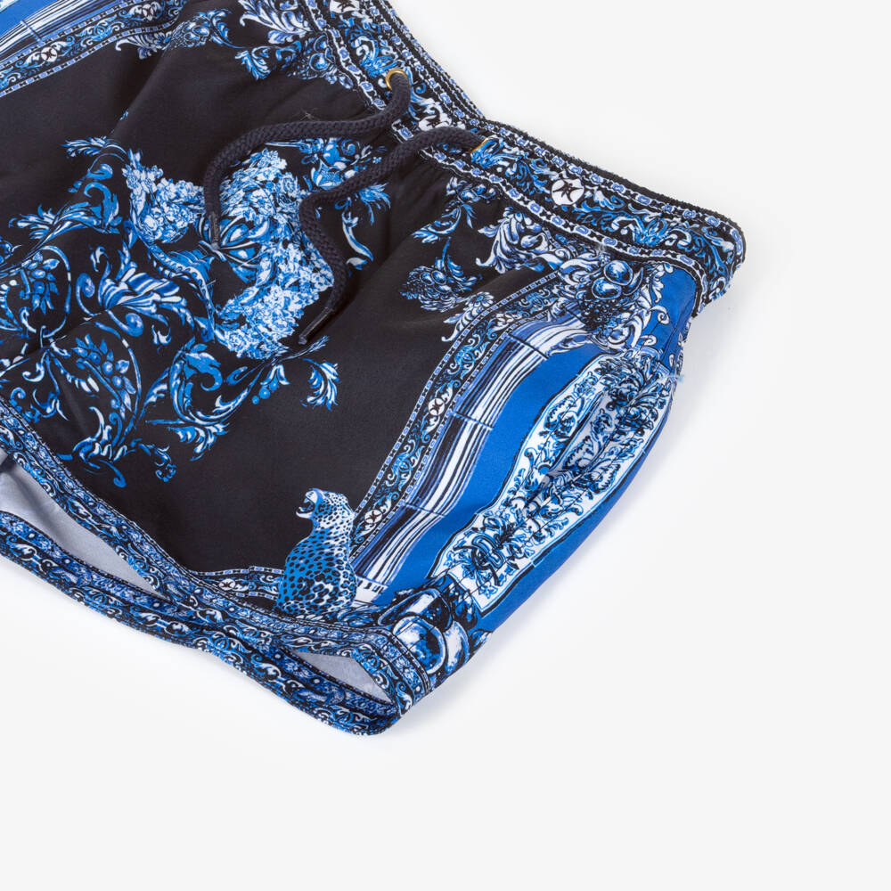 Camilla Kids-Boys Blue Tile Print Boardshorts | Childrensalon Outlet