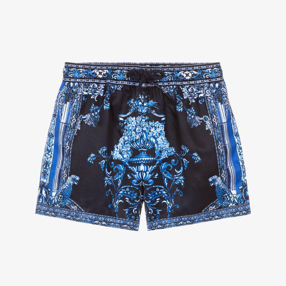 Camilla Kids-Boys Blue Tile Print Boardshorts | Childrensalon Outlet