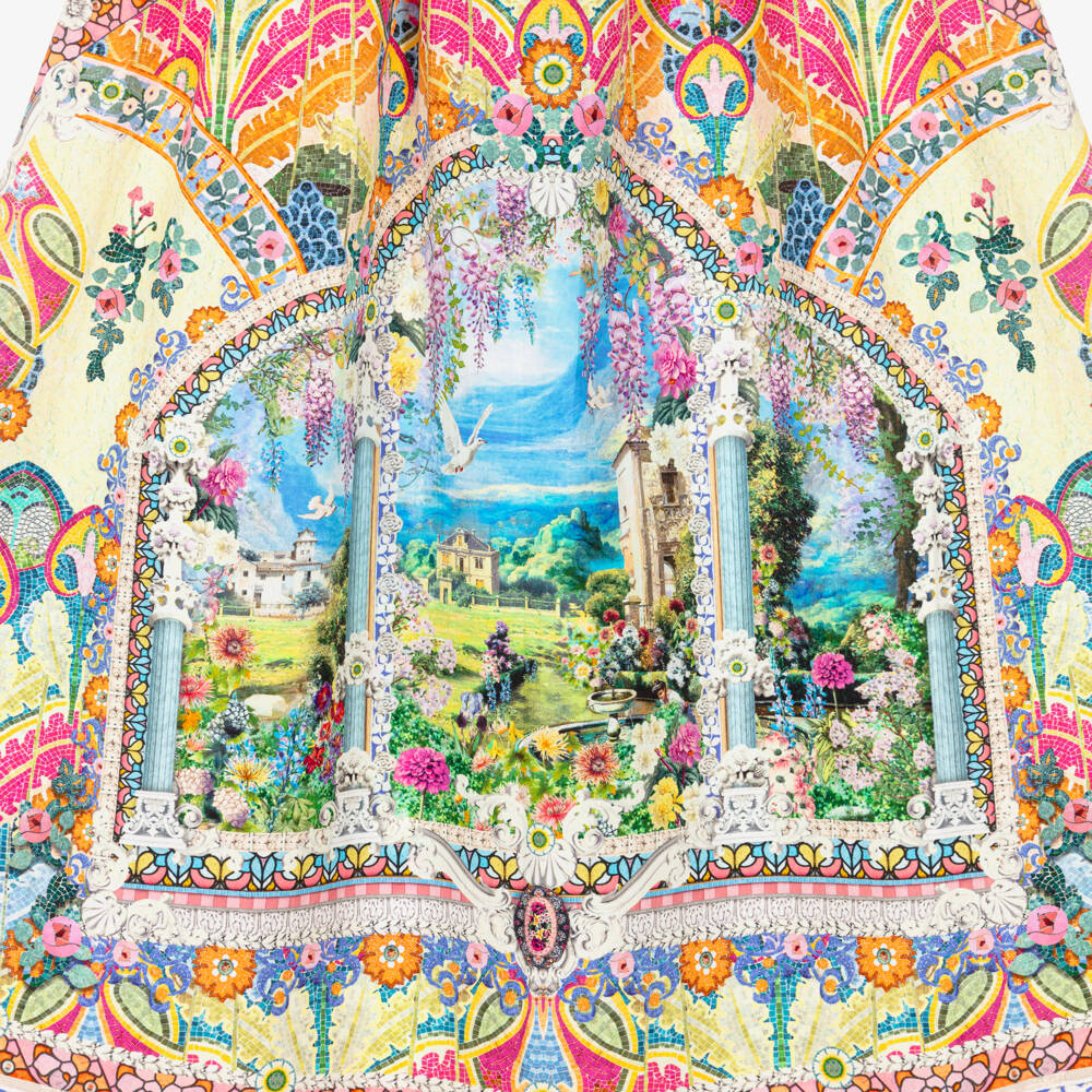 Camilla Kids-Girls Blue Cotton Maxi Dress with Garden Print | Childrensalon Outlet