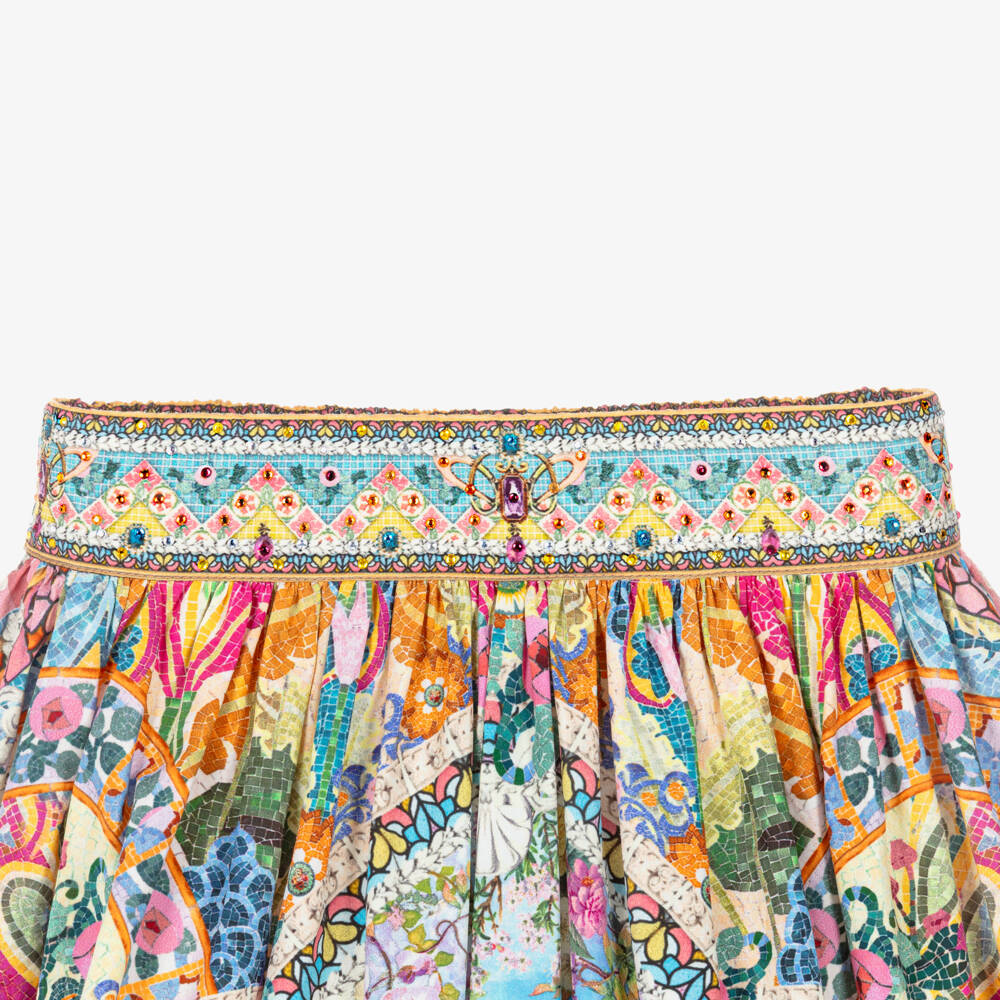 Camilla Kids-Girls Blue Organic Cotton Skirt with Garden Print | Childrensalon Outlet