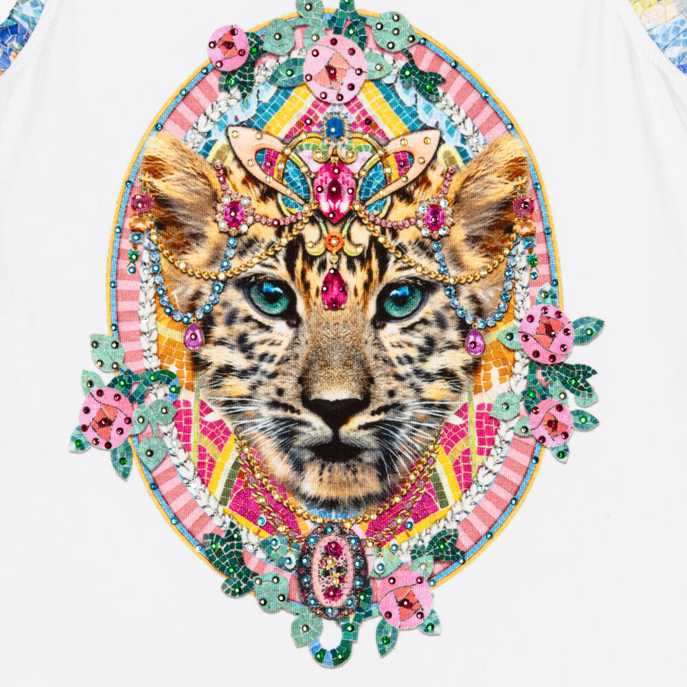 Camilla Kids-Girls Ivory Baroque Leopard Print Vest Top | Childrensalon Outlet